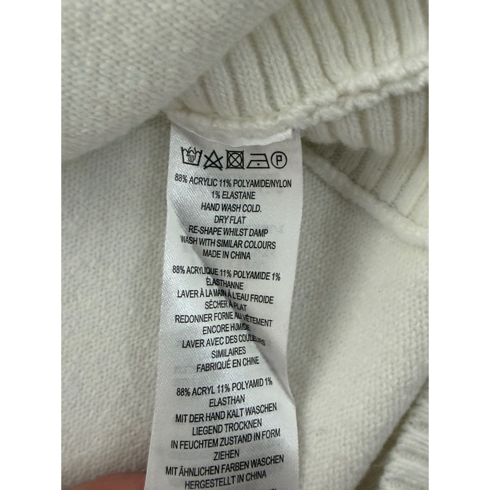 French Connection White Turtleneck Sweater Oversized Curved Hem Knit Top Medium - Picture 3 of 6